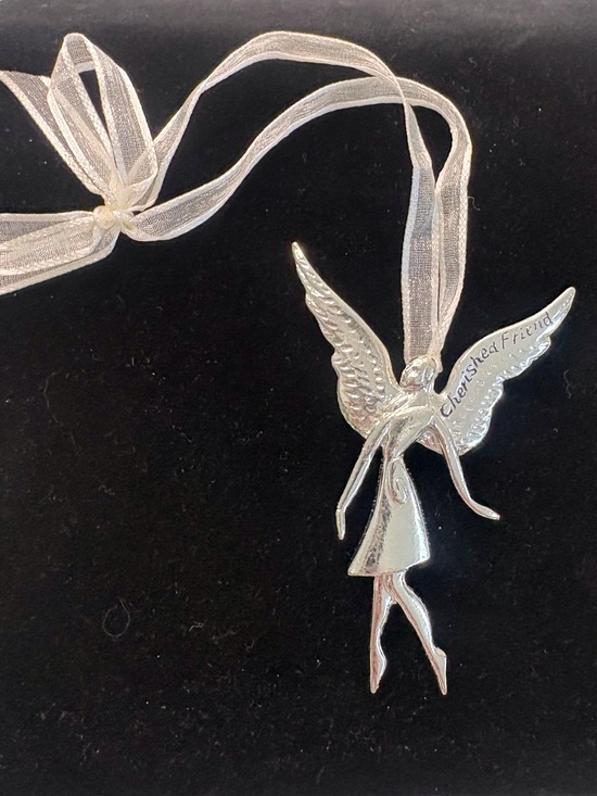 Source Unknown Jewelry - (106)Angel silver tone pin/mirror decor Cherished Friend